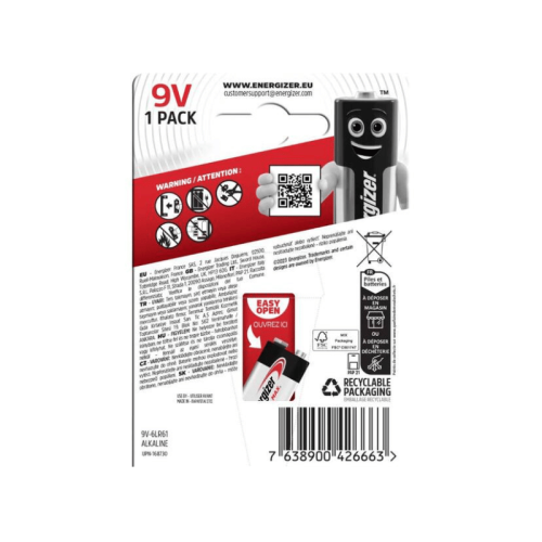 ENERGIZER MAX 6LR61 Batteria alcalina 9V