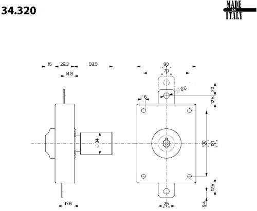Ferroglietto verticale Mottura 34.320 con cilindro 60 mm