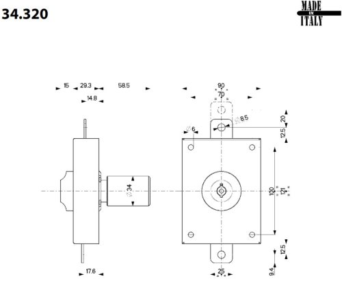 MOTTURA 34.320 FERROGLIETTO VERTICALE CIL. 60 mm