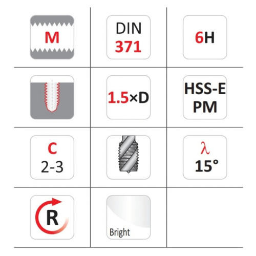 Maschio a macchina filettatura foro cieco HSS DORMER E207 - | M4 x 0,7