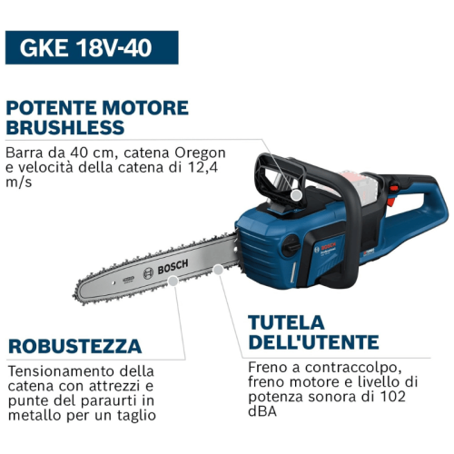 Sega a catena Bosch GKE 18V-40 Professional (fornita senza batteria)