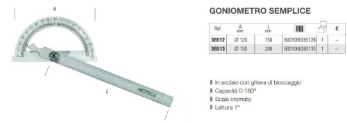Goniometro semplice Metrica in acciaio - mm 120
