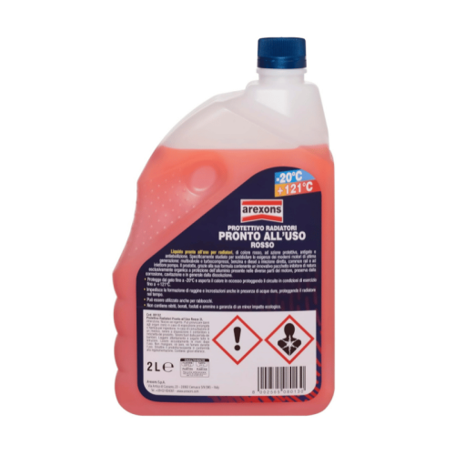 Liquido refrigerante Arexons 2 litri rosso -20° +121° per rabbocco radiatori autoveicoli
