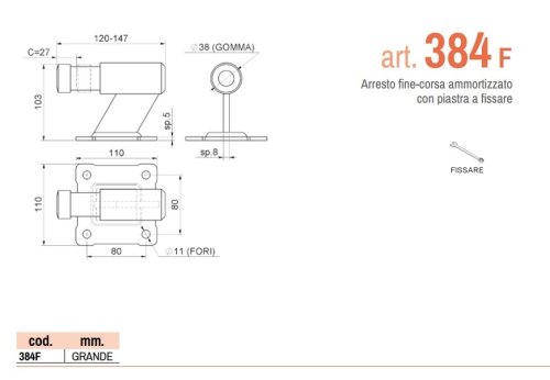 Attesto fine corsa ammortizzato cancelli scorrevoli Combi 384F