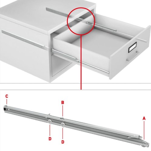 Coppia guide telescopiche a sfera per cassetto OMGE 391 - cm 40