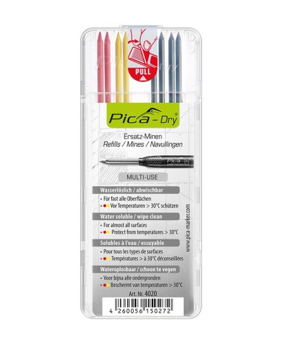 Mine grafite ricambio per marcatore PICA DRY 4020 color mix 8 pezzi