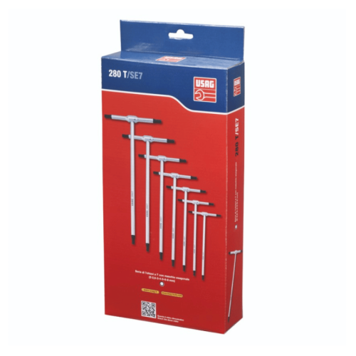Serie di 7 chiavi a T brugola maschio esagonale USAG 280 T/SE7