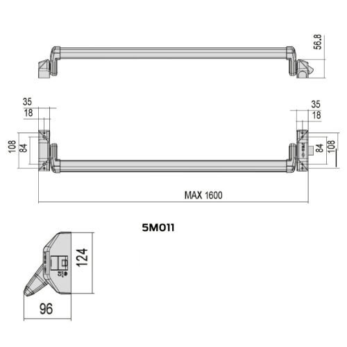 Maniglione antipanico modulare Push Cisa ALPHA 5M011.10.0 - - nero