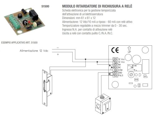 Scheda elettronica ritardatore richiusura a relè OPERA 51500