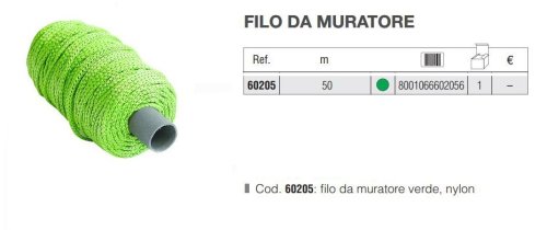 Filo da muratore Metrica in nylon verde rotolo matassa 50m