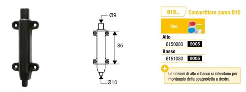 Convertitore per spagnoletta Torbel puntale ø 10 mm - TIPO alto