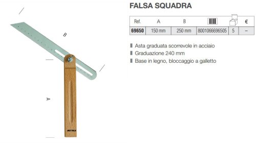 Falsa squadra con base in legno Metrica 69650