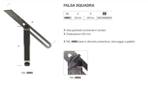 Falsa squadra con base in alluminio Metrica 69665