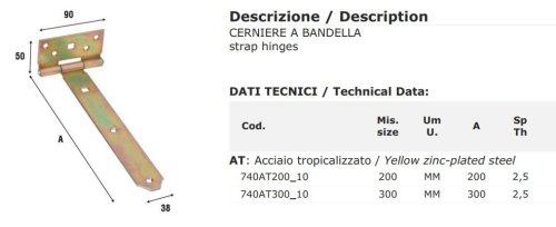 Cerniera a bandella in acciaio tropicalizzato Aldeghi 740AT - mm 300