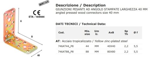 Giunzione ad angolo acciaio tropicalizzato Aldeghi 746AT - mm 40x40