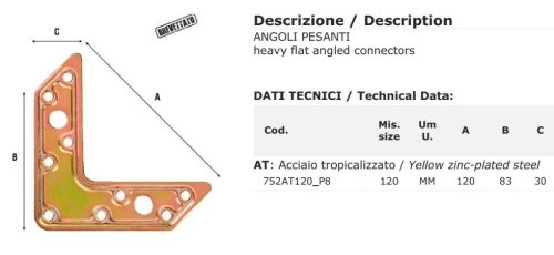 Giunzione a L in acciaio tropicalizzato Aldeghi 752AT mm 120