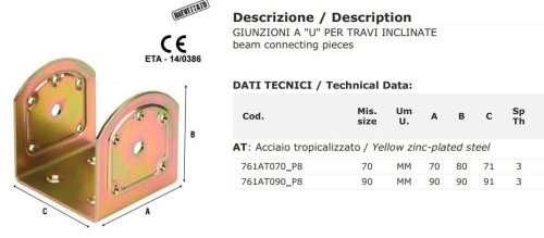 Giunzione ad U in acciaio tropicalizzato Aldeghi 761AT - mm 70x80