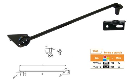 Fermo a braccio Torbel serie 7705 mm 284 per ante persiana - | DX