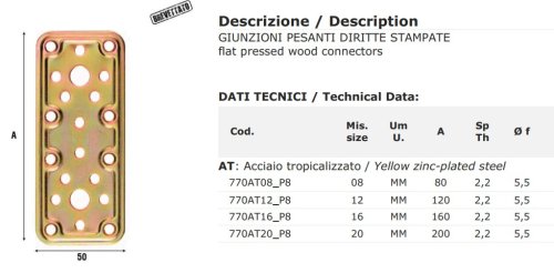 Giunzione diritta in acciaio tropicalizzato Aldeghi 770AT - mm 120