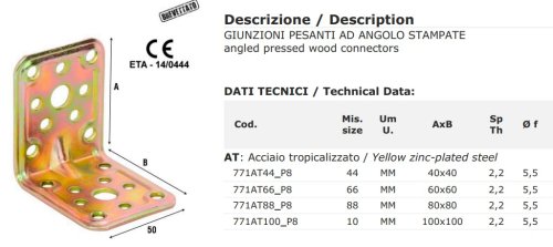 Giunzione angolare acciaio tropicalizzato Aldeghi 771AT - mm 40x40