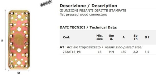 Giunzione diritta in acciaio tropicalizzato Aldeghi 772AT mm 180x65