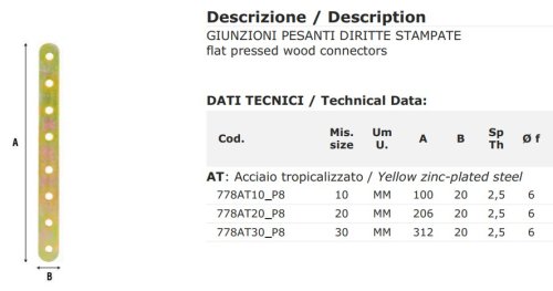 Giunzione diritta in acciaio tropicalizzato Aldeghi 778AT - mm 100x20