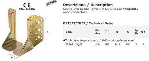Giunzione in acciaio tropicalizzato Aldeghi 786AT mm 100x24,5