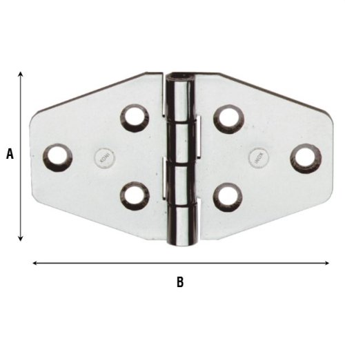 Cerniera nautica 2 ali in acciaio inox Aldeghi 854IN mm 40x70