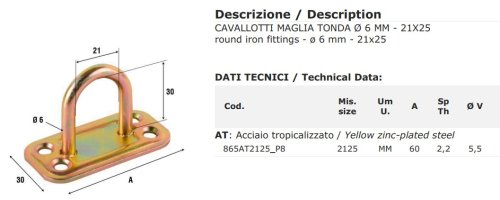 Cavallotto acciaio tropicalizzato maglia ø 6 mm Aldeghi 865AT2125