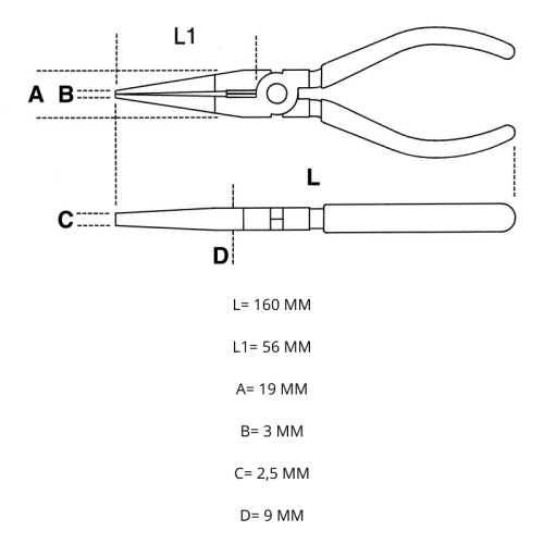 Pinza becchi lunghi diritti isolata 1000V BETA 1166MQ