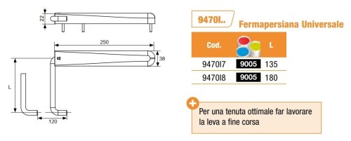 Fermapersiane Torbel universali a molla - mm 135