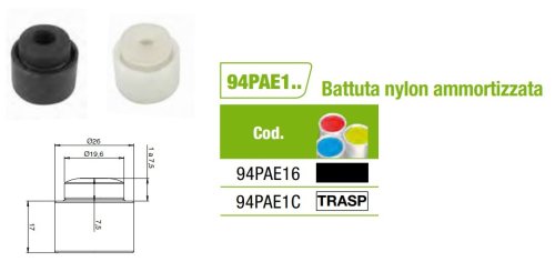 Tappo di battuta ante persiana Torbel serie 94PAE - colore TRASPARENTE