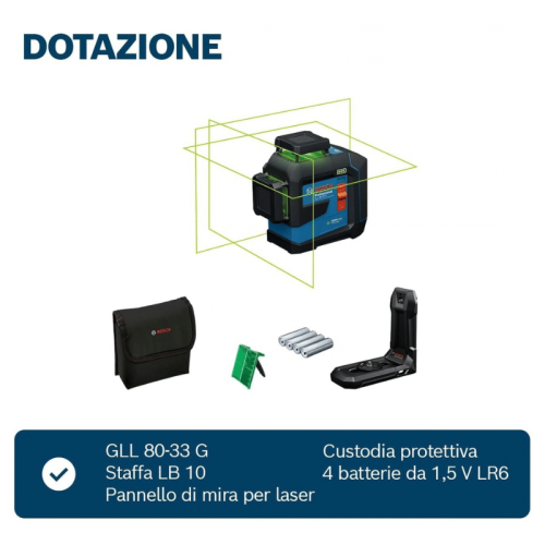 Livella laser 3 linee verdi Bosch GLL 80-33 G Professional