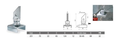 Cardine inferiore regolabile da 50-65 mm da saldare ADEM 221