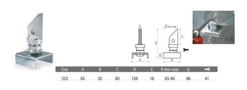 Cardine inferiore regolabile da 65-80 mm da saldare ADEM 223