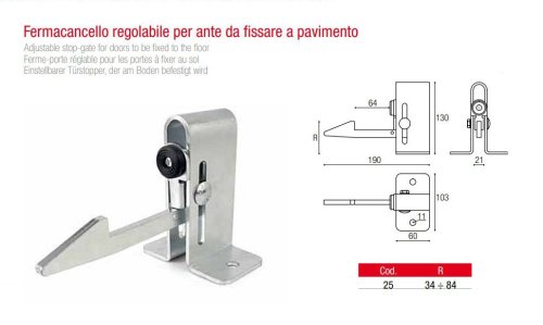 Fermacancello per ante ADEM 25 regolabile da mm 34-84