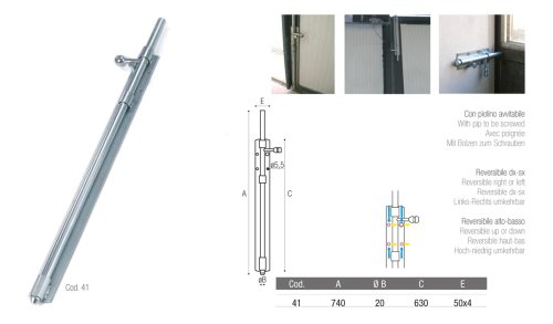 Catenaccio verticale con piolino ADEM 41 - mm 740 ø 20 mm