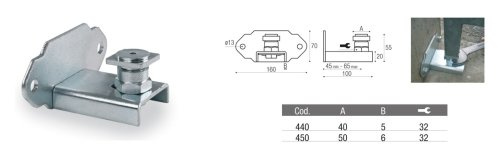 Cardine inferiore regolabile a fissare per cancello ad ante ADEM 450 M50
