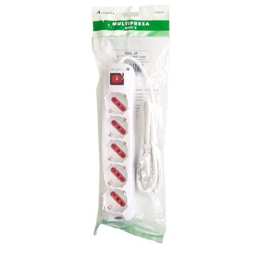 Multipresa a 5 prese schuko bipasso tasto ON/OFF 16A - - bianco