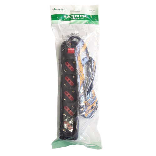 Multipresa a 5 prese schuko bipasso tasto ON/OFF 16A - - nero