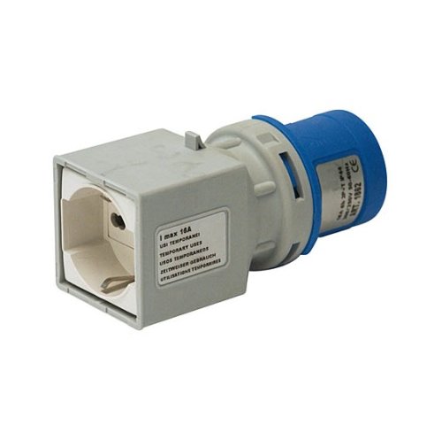 Adattatore spina 3 poli 16A/230V IP44 + Presa IT10/16A + schuko