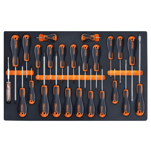 Assortimento 25 cacciaviti Evox ad impronta mista Beta M213 in termoformato EVA