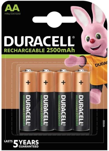 Batterie ricaricabili 1,2V Duracell AA stilo 2500mAh (4 pezzi)