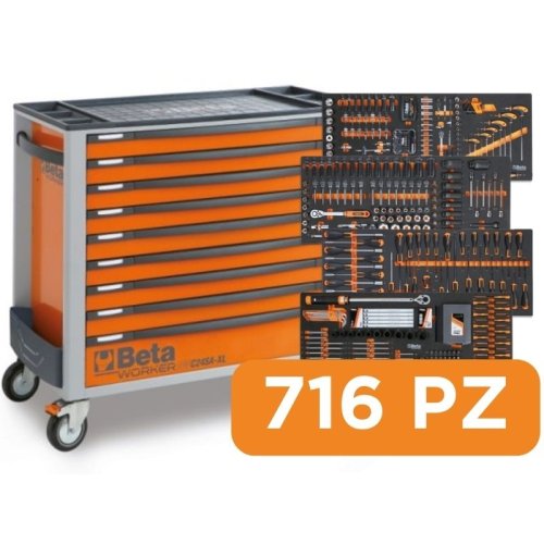 Carrello porta utensili Beta BW2400S XL9/E-XXL, 9 cassetti, 716 attrezzi, arancio