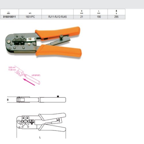 BETA 1601/PC Pinza a cricchetto per capicorda telefonia e trasmissione dati