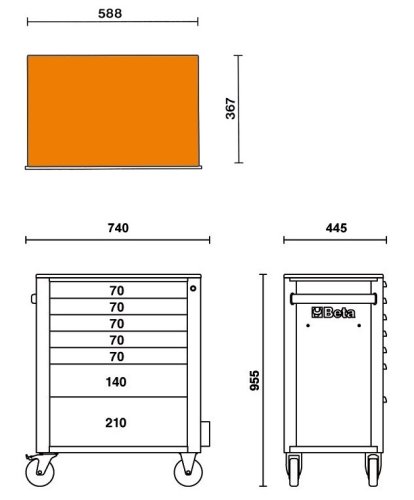 Carrello portautensili Beta C24EH 07/M con 309 attrezzi 7 cassetti