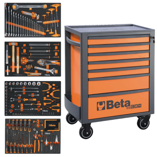 Carrello portautensili Beta RSC24/7 VIS arancio 7 cassetti + 224 utensili