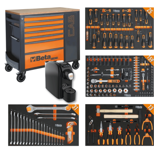 BETA RSC24L-CAB Cassettiera porta attrezzi 7 cassetti 228 Utensili e armadietto portaoggetti - - arancio