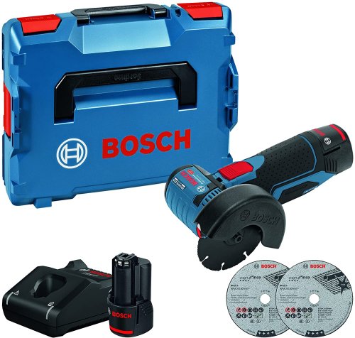 Smerigliatrice a batteria Bosch GWS 12V-76 con 2 batterie 12V 3Ah