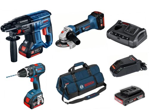Bosch martello GBH 18V-20+GSB 18VLI+GWS 18V-LI Kit utensili 18V